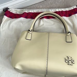 Tory Burch McGraw smooth satchel in Buttermilk